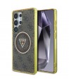 Guess 4G Glitter Triangle Buttons MagSafe Case for Samsung Galaxy S25 Ultra Brown