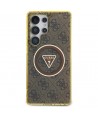 Guess 4G Glitter Triangle Buttons MagSafe Case for Samsung Galaxy S25 Ultra Brown