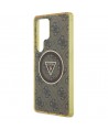 Guess 4G Glitter Triangle Buttons MagSafe Case for Samsung Galaxy S25 Ultra Brown