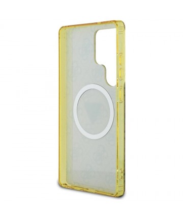 Guess 4G Glitter Triangle Buttons MagSafe Case for Samsung Galaxy S25 Ultra Brown