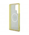 Guess 4G Glitter Triangle Buttons MagSafe Case for Samsung Galaxy S25 Ultra Brown