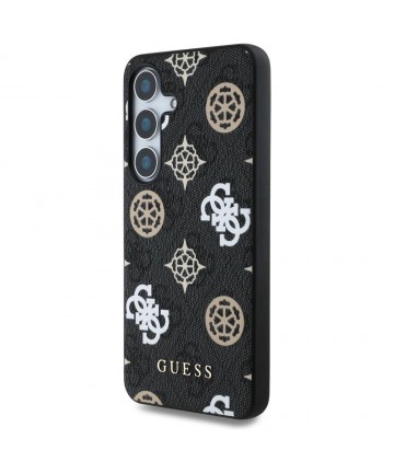 Guess 4G Printed Colored Peony Pattern MagSafe case for Samsung Galaxy S25 black