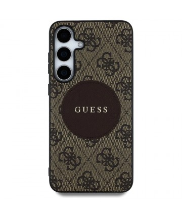 Guess 4G Round Patch Classic Logo MagSafe Case for Samsung Galaxy S25 Brown