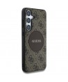 Guess 4G Round Patch Classic Logo MagSafe Case for Samsung Galaxy S25 Brown