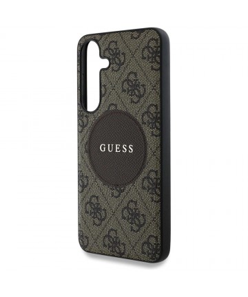 Guess 4G Round Patch Classic Logo MagSafe Case for Samsung Galaxy S25 Brown