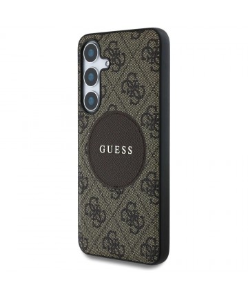 Guess 4G Round Patch Classic Logo MagSafe Case for Samsung Galaxy S25 Plus Brown