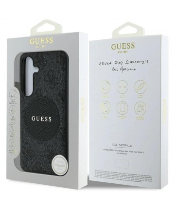 Guess 4G Round Patch Classic Logo MagSafe case for Samsung Galaxy S25 Plus black