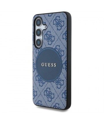 Guess 4G Round Patch Classic Logo MagSafe case for Samsung Galaxy S25 Plus blue