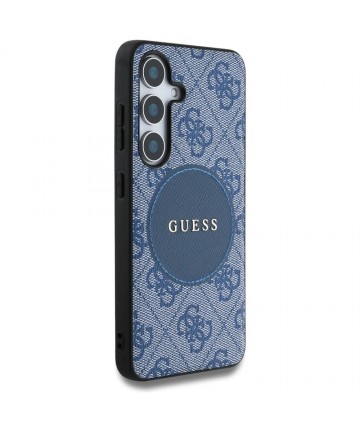 Guess 4G Round Patch Classic Logo MagSafe case for Samsung Galaxy S25 Plus blue
