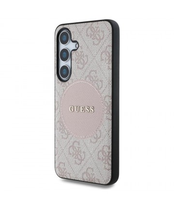 Guess 4G Round Patch Classic Logo MagSafe Case for Samsung Galaxy S25 Plus Pink