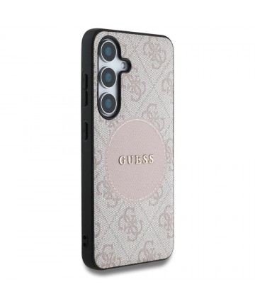 Guess 4G Round Patch Classic Logo MagSafe Case for Samsung Galaxy S25 Plus Pink
