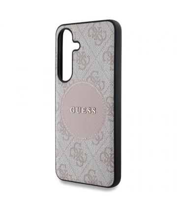 Guess 4G Round Patch Classic Logo MagSafe Case for Samsung Galaxy S25 Plus Pink