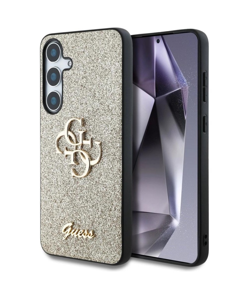 Guess Fixed Glitter Big 4G Metal Logo case for Samsung Galaxy S25 Plus gold