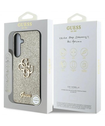 Guess Fixed Glitter Big 4G Metal Logo case for Samsung Galaxy S25 Plus gold