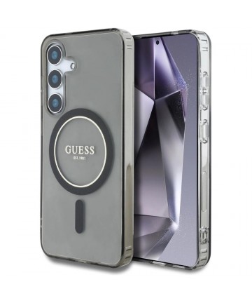 Guess Glitter Circle Classic Logo MagSafe case for Samsung Galaxy S25 black