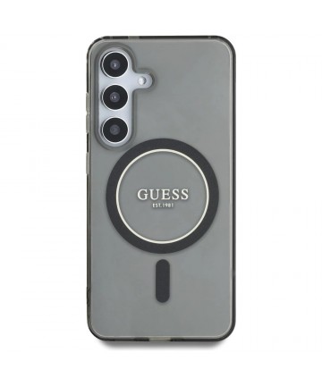 Guess Glitter Circle Classic Logo MagSafe case for Samsung Galaxy S25 black