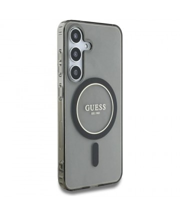 Guess Glitter Circle Classic Logo MagSafe case for Samsung Galaxy S25 black