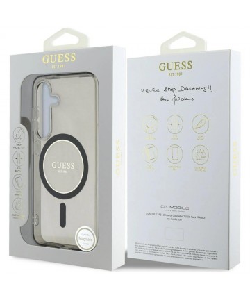 Guess Glitter Circle Classic Logo MagSafe case for Samsung Galaxy S25 black