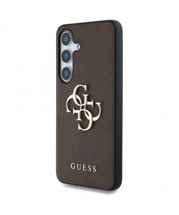 Guess Grained Big 4G Logo Small Classic Logo case for Samsung Galaxy S25 brown