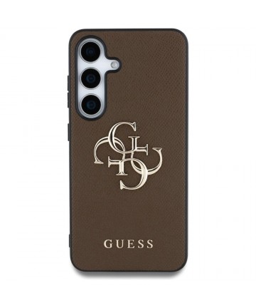 Guess Grained Big 4G Logo Small Classic Logo case for Samsung Galaxy S25 brown