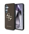 Guess Grained Big 4G Logo Small Classic Logo case for Samsung Galaxy S25 Plus brown
