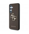 Guess Grained Big 4G Logo Small Classic Logo case for Samsung Galaxy S25 Plus brown