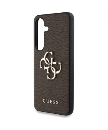 Guess Grained Big 4G Logo Small Classic Logo case for Samsung Galaxy S25 Plus brown