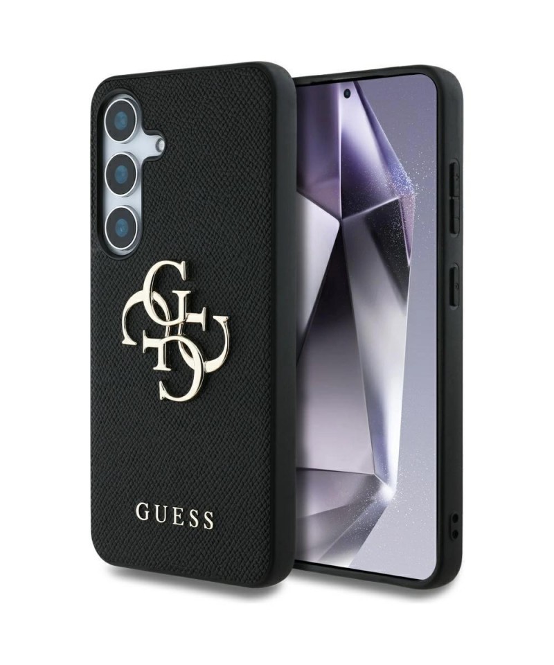 Guess Grained Big 4G Logo Small Classic Logo case for Samsung Galaxy S25 Plus black