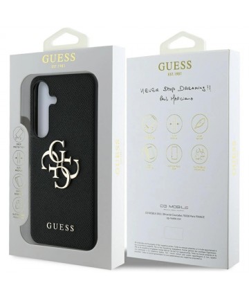 Guess Grained Big 4G Logo Small Classic Logo case for Samsung Galaxy S25 Plus black