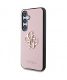 Guess Grained Big 4G Logo Small Classic Logo case for Samsung Galaxy S25 Plus pink