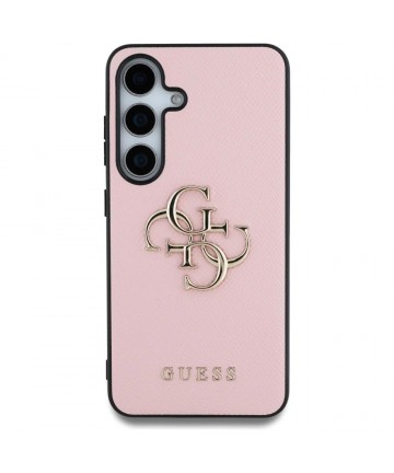 Guess Grained Big 4G Logo Small Classic Logo case for Samsung Galaxy S25 Plus pink
