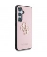 Guess Grained Big 4G Logo Small Classic Logo case for Samsung Galaxy S25 Plus pink