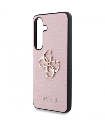 Guess Grained Big 4G Logo Small Classic Logo case for Samsung Galaxy S25 Plus pink