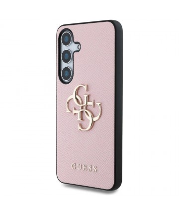 Guess Grained Big 4G Logo Small Classic Logo case for Samsung Galaxy S25 pink