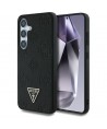 Guess Grained Hot Stamp Peony Pattern Triangle Logo MagSafe Case for Samsung Galaxy S25 Black