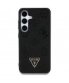 Guess Grained Hot Stamp Peony Pattern Triangle Logo MagSafe Case for Samsung Galaxy S25 Black