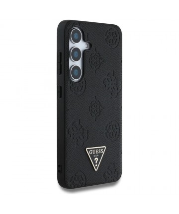 Guess Grained Hot Stamp Peony Pattern Triangle Logo MagSafe Case for Samsung Galaxy S25 Black