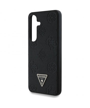 Guess Grained Hot Stamp Peony Pattern Triangle Logo MagSafe Case for Samsung Galaxy S25 Black