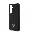 Guess Grained Hot Stamp Peony Pattern Triangle Logo MagSafe Case for Samsung Galaxy S25 Black