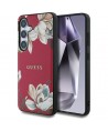 Guess Grained Printed Flower Pattern MagSafe case for Samsung Galaxy S25 fuchsia