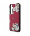Guess Grained Printed Flower Pattern MagSafe case for Samsung Galaxy S25 fuchsia