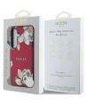 Guess Grained Printed Flower Pattern MagSafe case for Samsung Galaxy S25 fuchsia