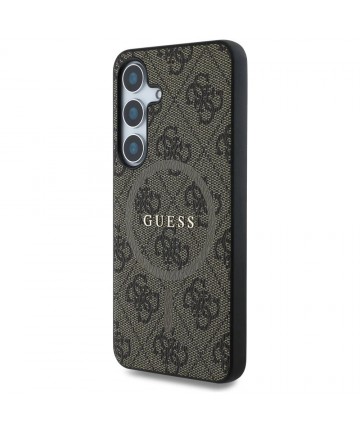 Guess Leather 4G Colored Ring Classic Logo MagSafe Samsung Galaxy S25 case brown