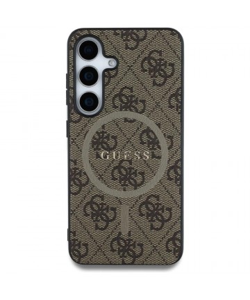 Guess Leather 4G Colored Ring Classic Logo MagSafe Samsung Galaxy S25 case brown