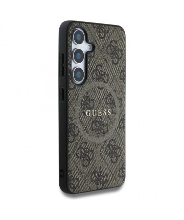 Guess Leather 4G Colored Ring Classic Logo MagSafe Samsung Galaxy S25 case brown