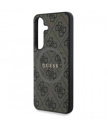 Guess Leather 4G Colored Ring Classic Logo MagSafe Samsung Galaxy S25 case brown