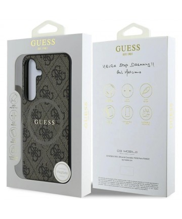 Guess Leather 4G Colored Ring Classic Logo MagSafe Samsung Galaxy S25 case brown