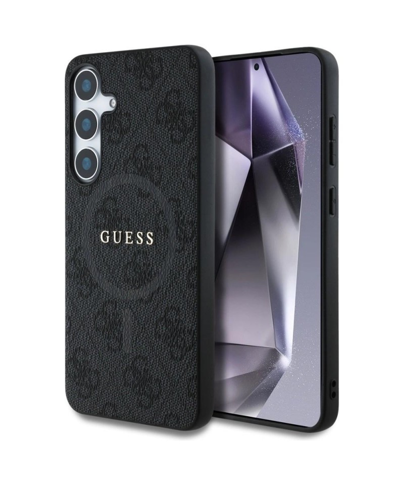 Guess Leather 4G Colored Ring Classic Logo MagSafe Case Samsung Galaxy S25 Plus black