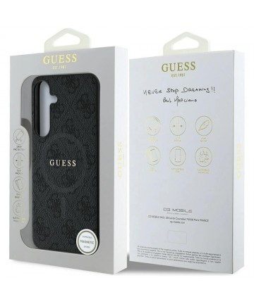 Guess Leather 4G Colored Ring Classic Logo MagSafe Case Samsung Galaxy S25 Plus black