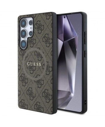 Guess Leather 4G Colored Ring Classic Logo MagSafe Case Samsung Galaxy S25 Ultra brown